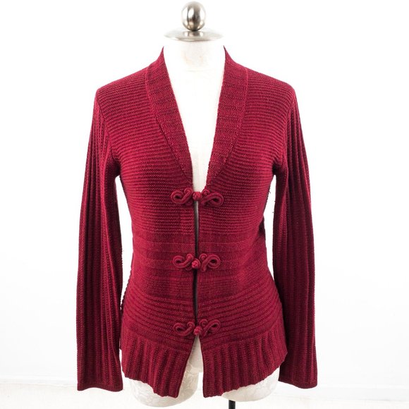 Shanghai Tang L Cashmere Silk Cardigan Sweater Red - Picture 10 of 10